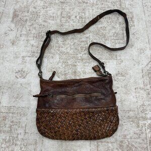 Langellotti Crossbody Bag Womens Brown Woven Leather Boho Purse Made Italy